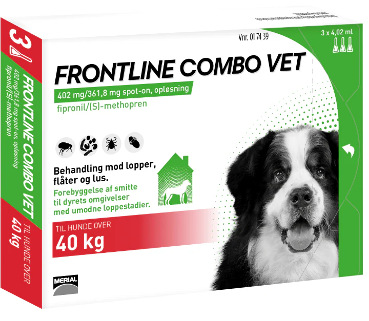 Frontline Combo Vet 3-pak til behandling mod lopper, flåter og lus på hunde >40 kg hunde